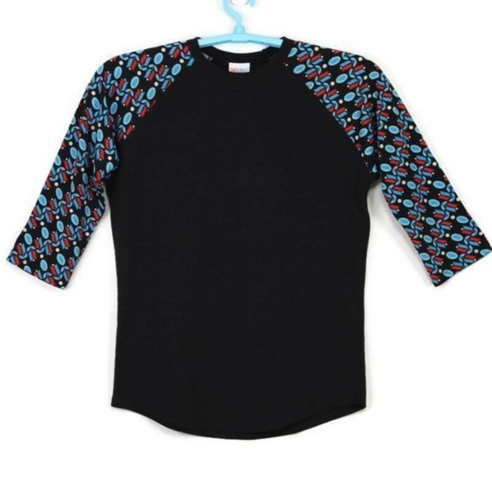 LuLaRoe‎ Randy Baseball Shirt T-Shirt Black Blue Orange M Medium